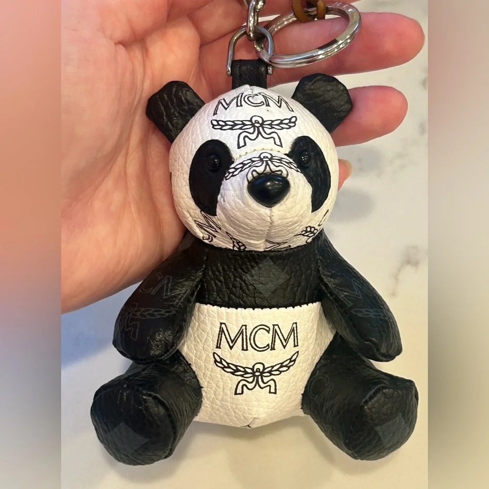 MCM Monogram Panda Keychain in Black and White - Picture 1 of 7